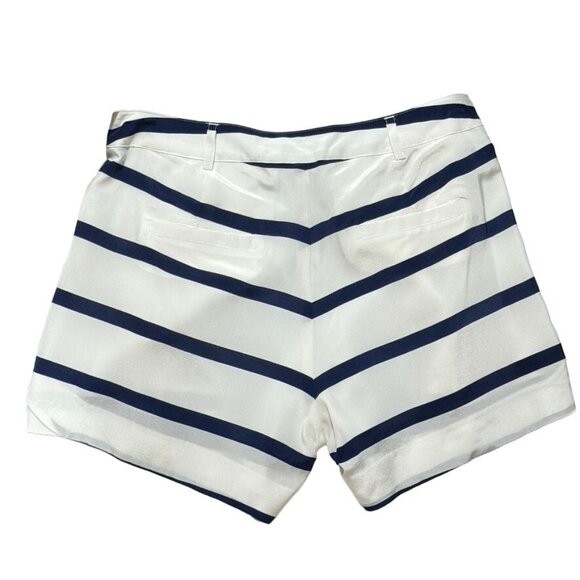 ANNIE GRIFFIN Women's Shorts Silk Blue White Striped Pockets Lined Size 6 - Picture 4 of 10